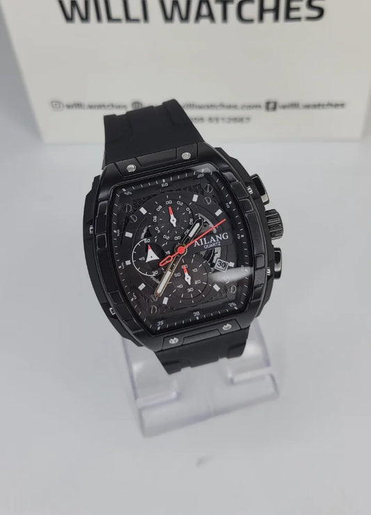 Executive Sports Chronograph Watch with Premium Black Silicone Strap SP-016