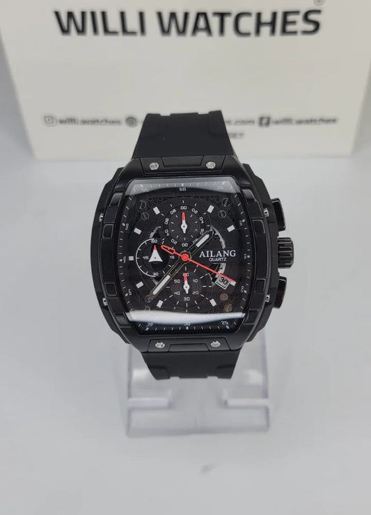 Executive Sports Chronograph Watch with Premium Black Silicone Strap SP-016