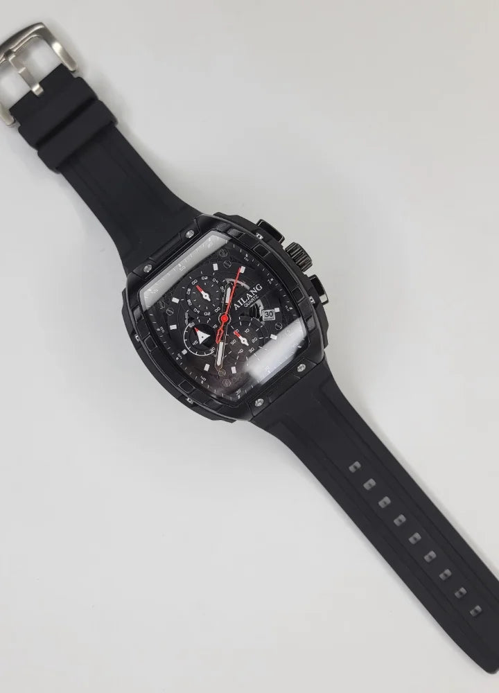 Executive Sports Chronograph Watch with Premium Black Silicone Strap SP-016