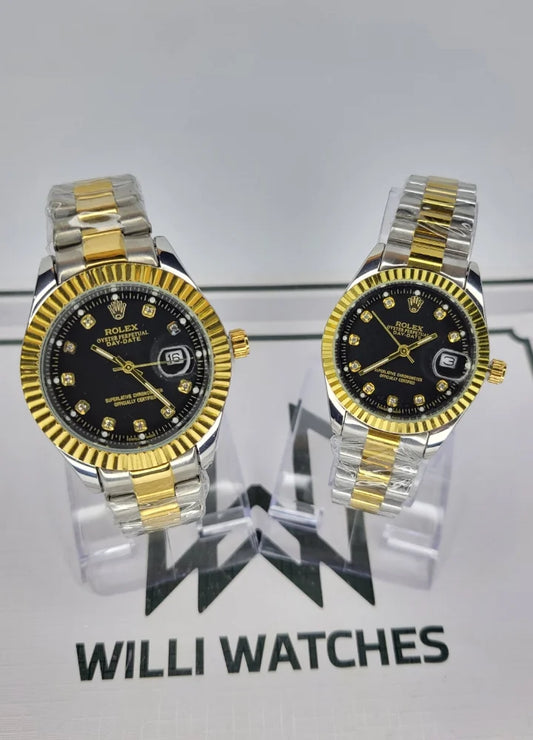 RLX Two Tone & Black Couple Watches R-024
