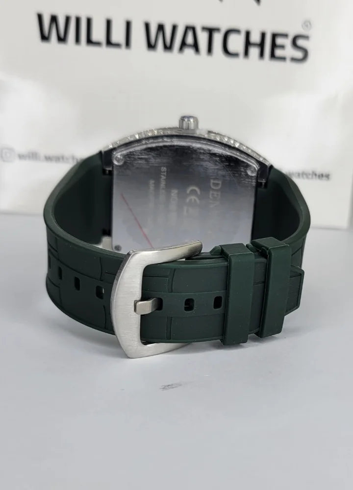 Denvosi Luxury Green Dial Men’s Leather Strap Watch SK-010