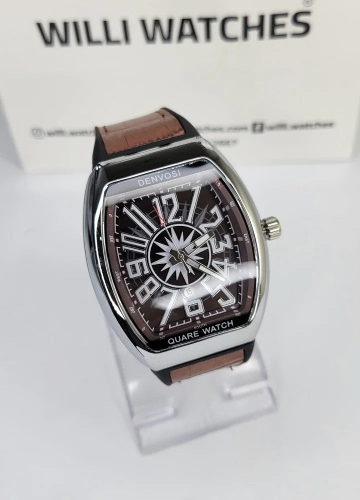 Denvosi Luxury Brown Dial Men’s Leather Strap Watch SK-011