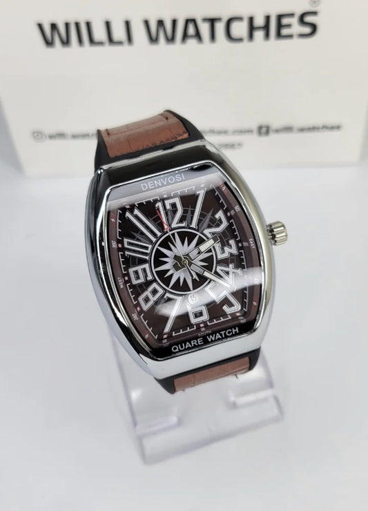 Denvosi Luxury Brown Dial Men’s Leather Strap Watch SK-011