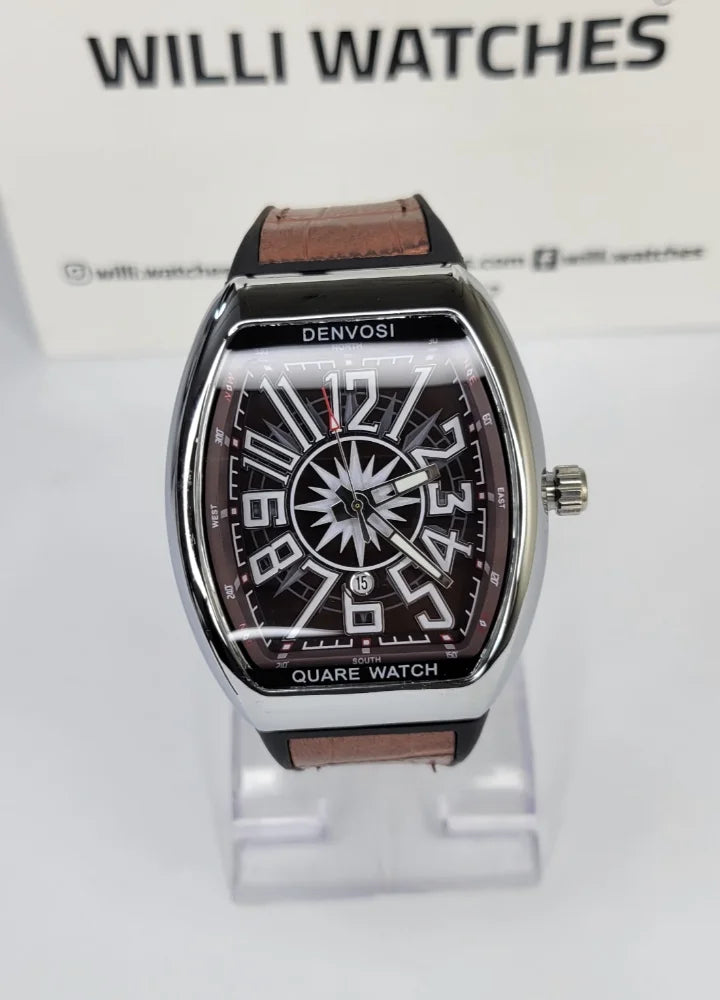 Denvosi Luxury Brown Dial Men’s Leather Strap Watch SK-011