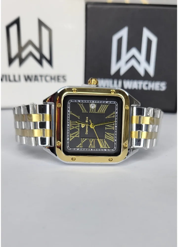 Diamond Blue Business Class Black Dial Square Watch DI-020
