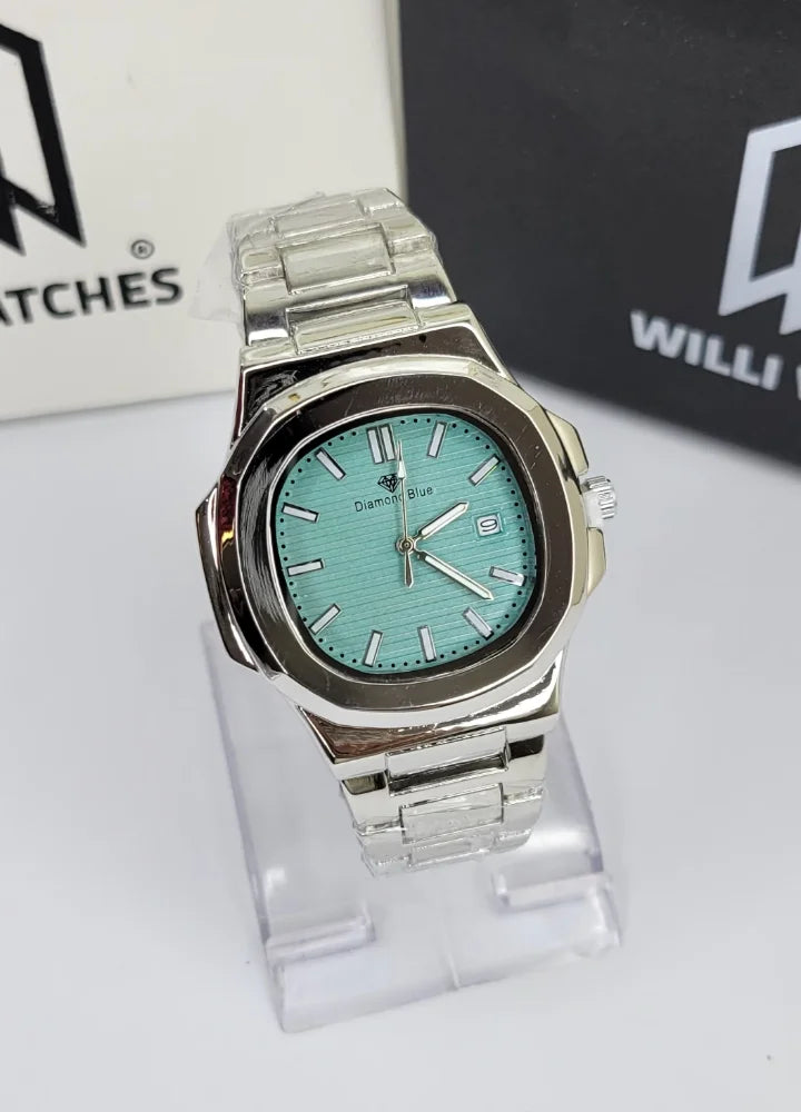 Diamond Blue Mint Green Dial Watch With Date DI-037 – Business Class