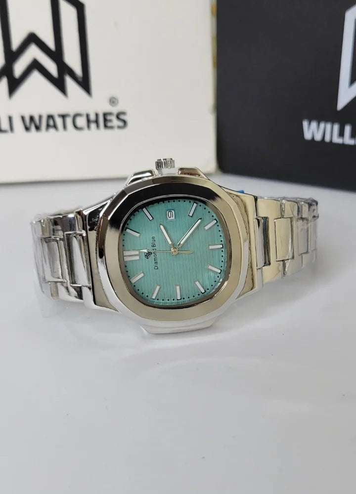 Diamond Blue Mint Green Dial Watch With Date DI-037 – Business Class