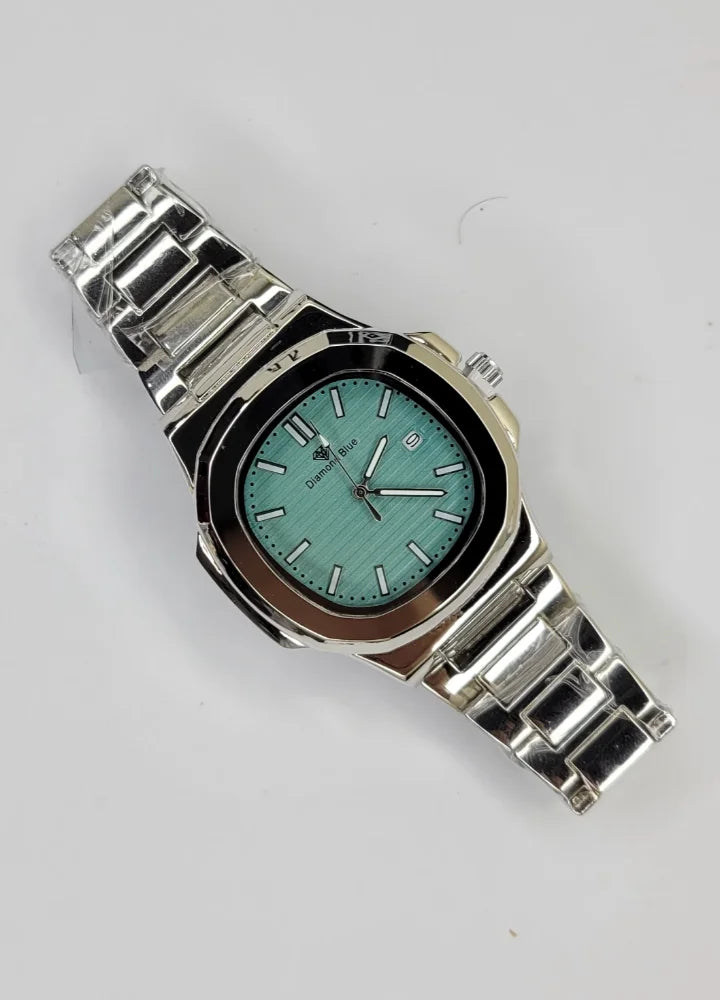 Diamond Blue Mint Green Dial Watch With Date DI-037 – Business Class