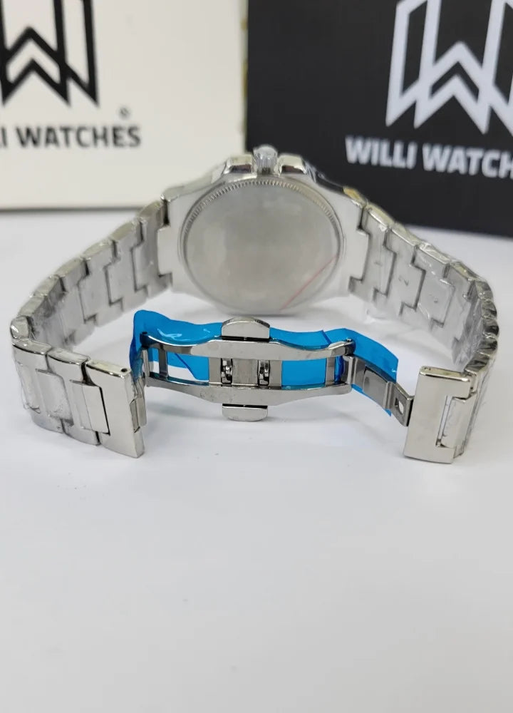 Diamond Blue Silver Dial Date Watch DI-032 – Business Class