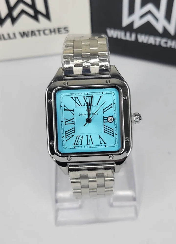 Diamond Blue Premium Sky Blue Square Business Watch DI-019