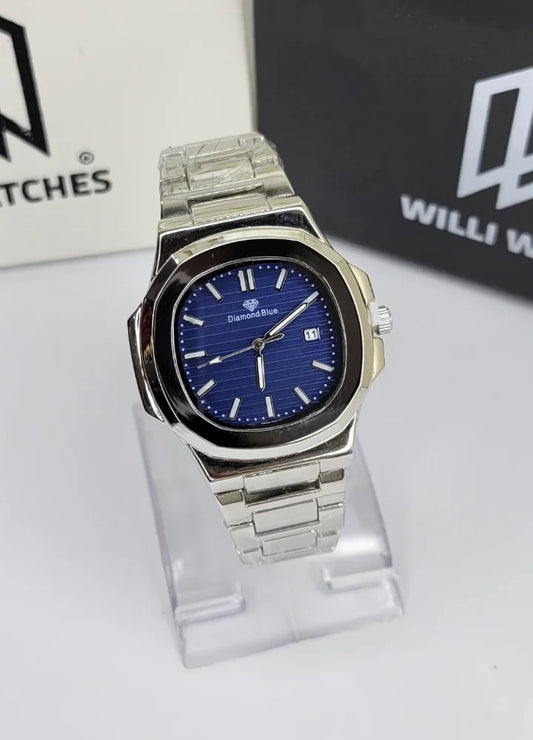 Diamond Blue Silver Blue Dial Date Watch DI-033 – Business Class