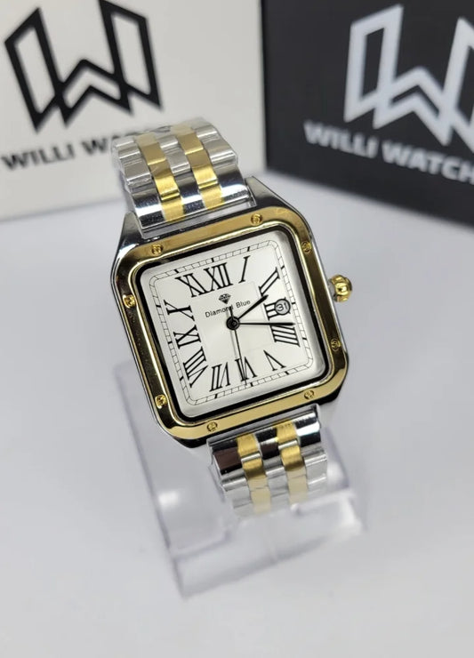 Diamond Blue Premium White Dial Two-Tone Watch DI-022