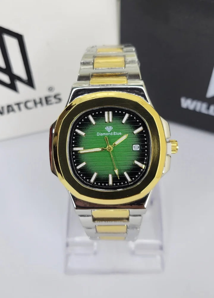 Diamond Blue Green Dial Two-Tone Date Watch DI-035 – Business Class