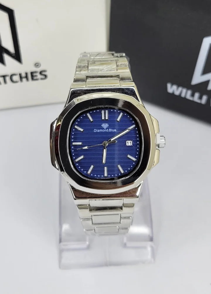 Diamond Blue Silver Blue Dial Date Watch DI-033 – Business Class