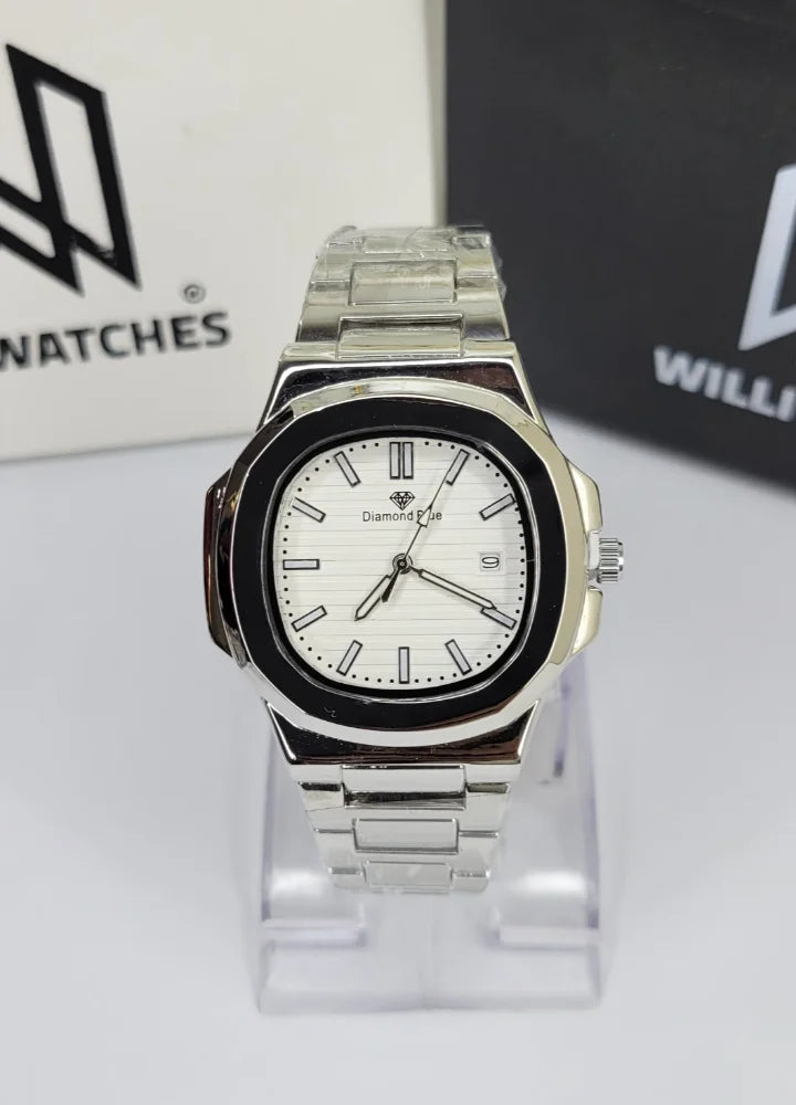 Diamond Blue Silver Dial Date Watch DI-032 – Business Class