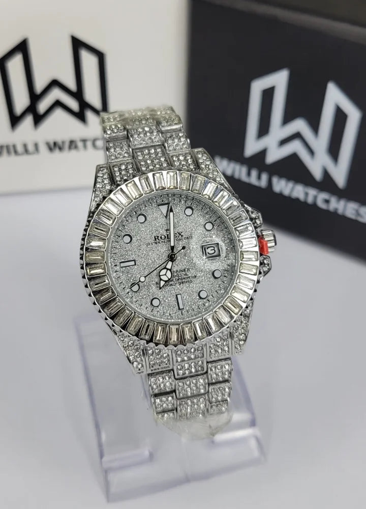 Men’s Silver Full-Diamond Submariner Luxury Watch SK-007