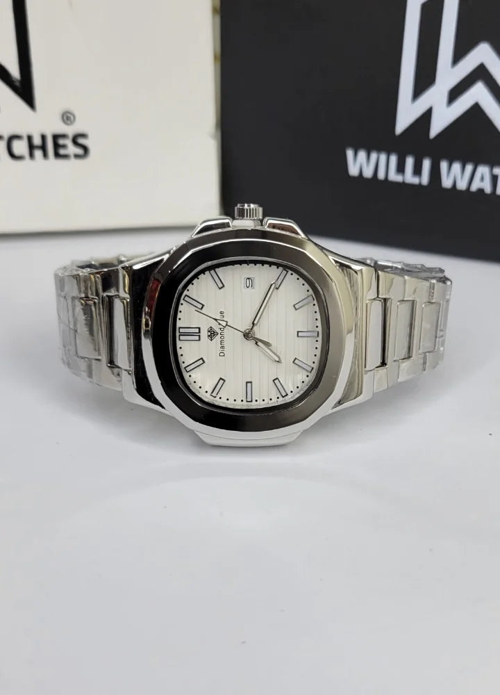 Diamond Blue Silver Dial Date Watch DI-032 – Business Class