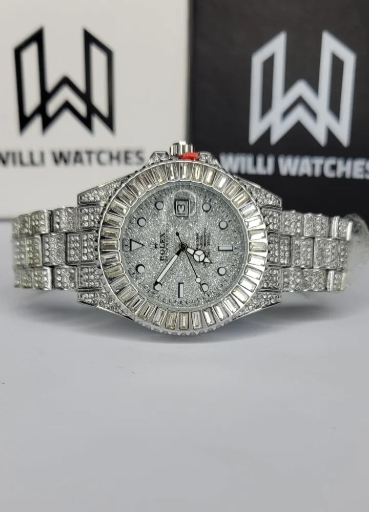 Men’s Silver Full-Diamond Submariner Luxury Watch SK-007