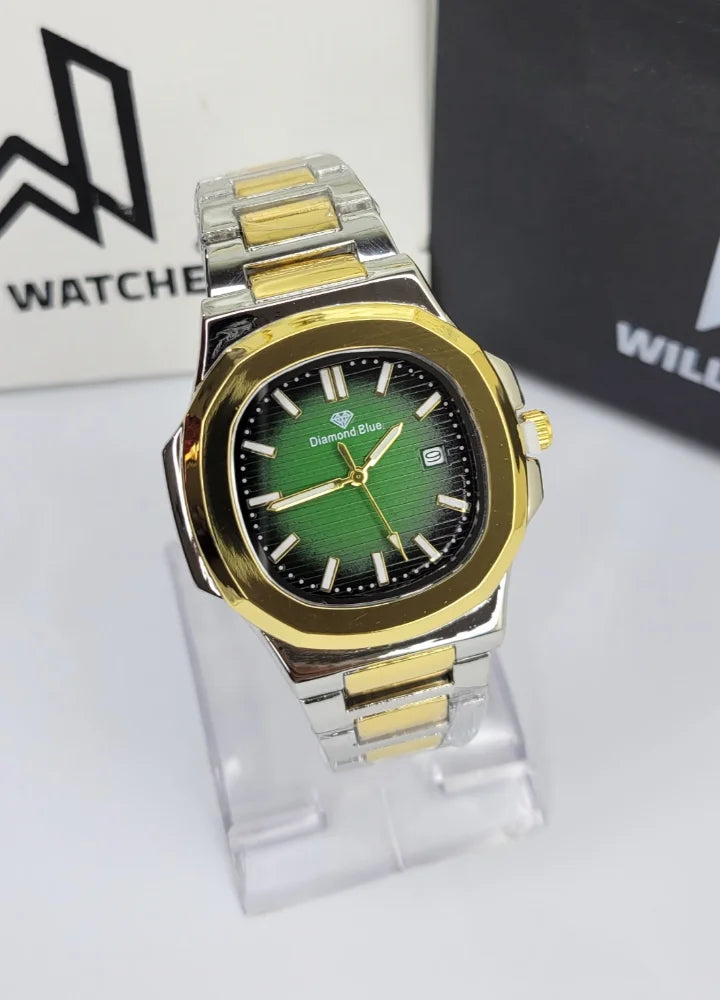 Diamond Blue Green Dial Two-Tone Date Watch DI-035 – Business Class