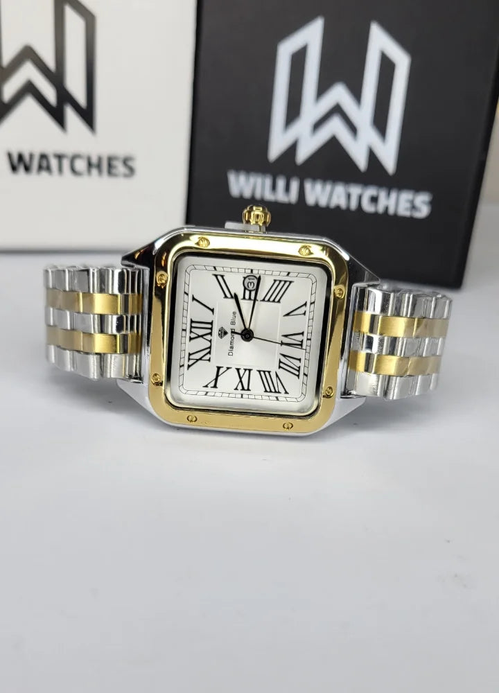 Diamond Blue Premium White Dial Two-Tone Watch DI-022