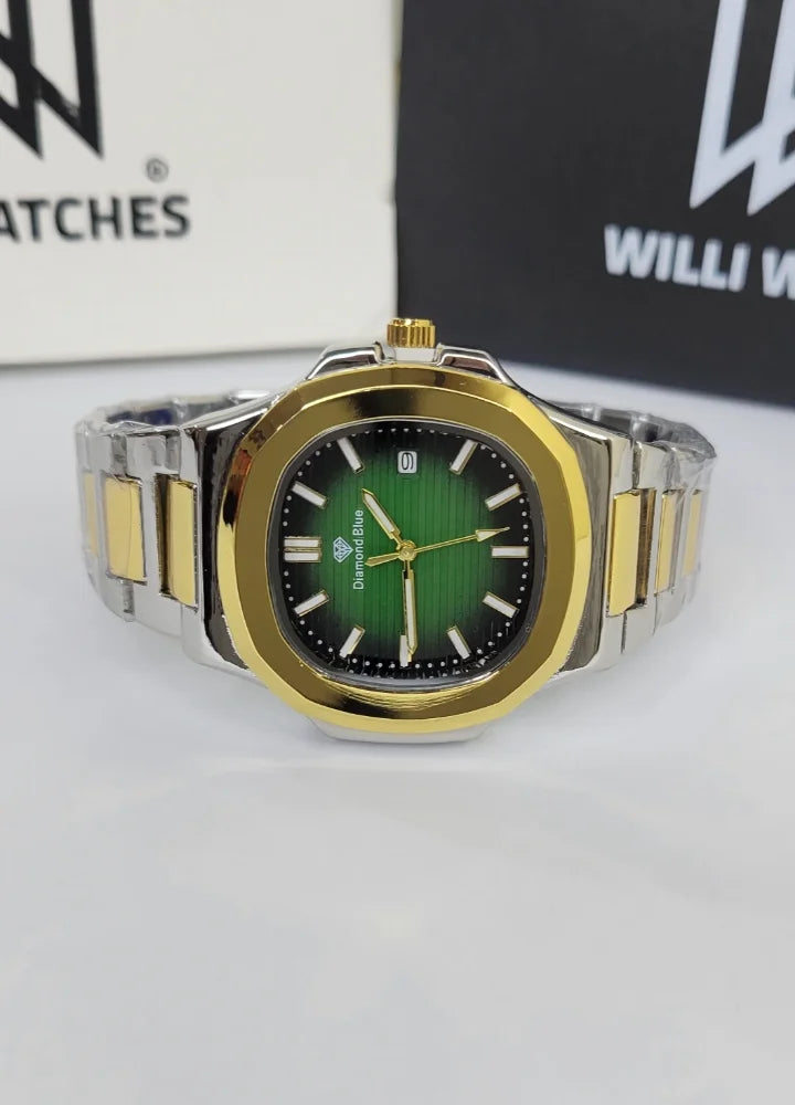 Diamond Blue Green Dial Two-Tone Date Watch DI-035 – Business Class