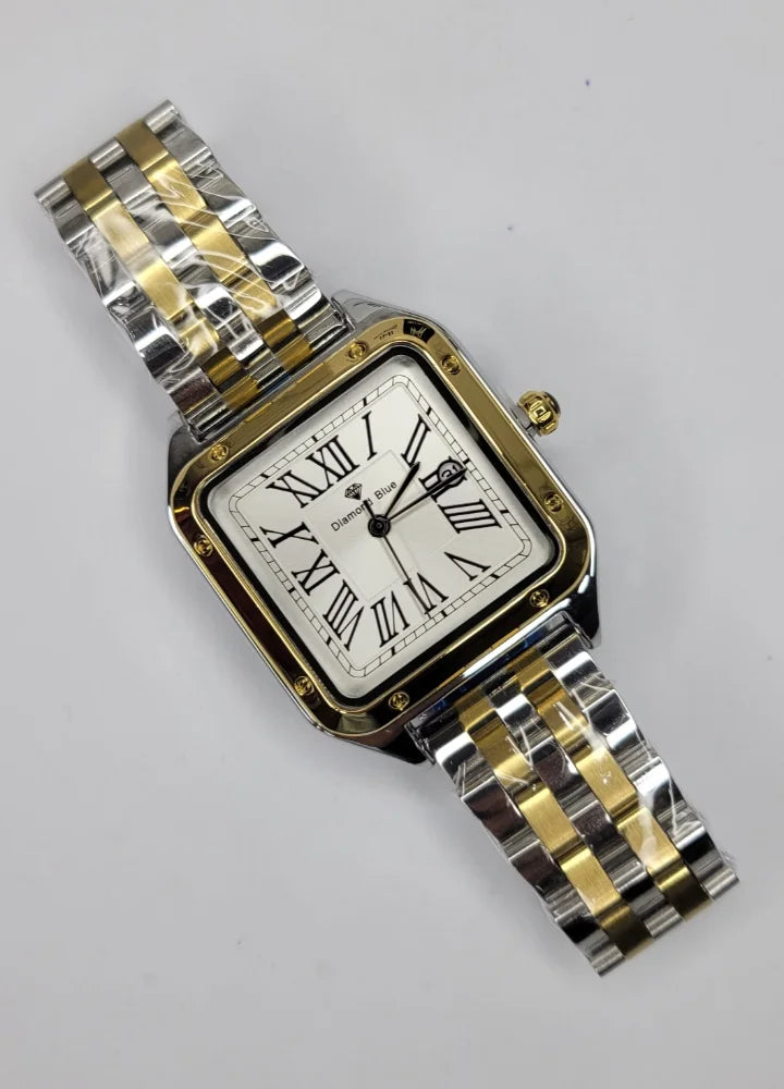 Diamond Blue Premium White Dial Two-Tone Watch DI-022