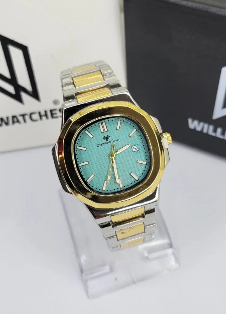 Diamond Blue Mint Green Dial Two-Tone Date Watch DI-036 – Business Class