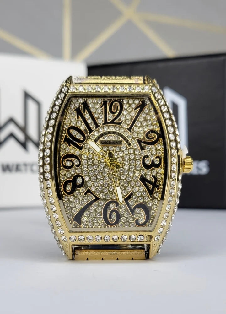 Men’s Gold Fully Stone-Studded Fashion Watch SK-002