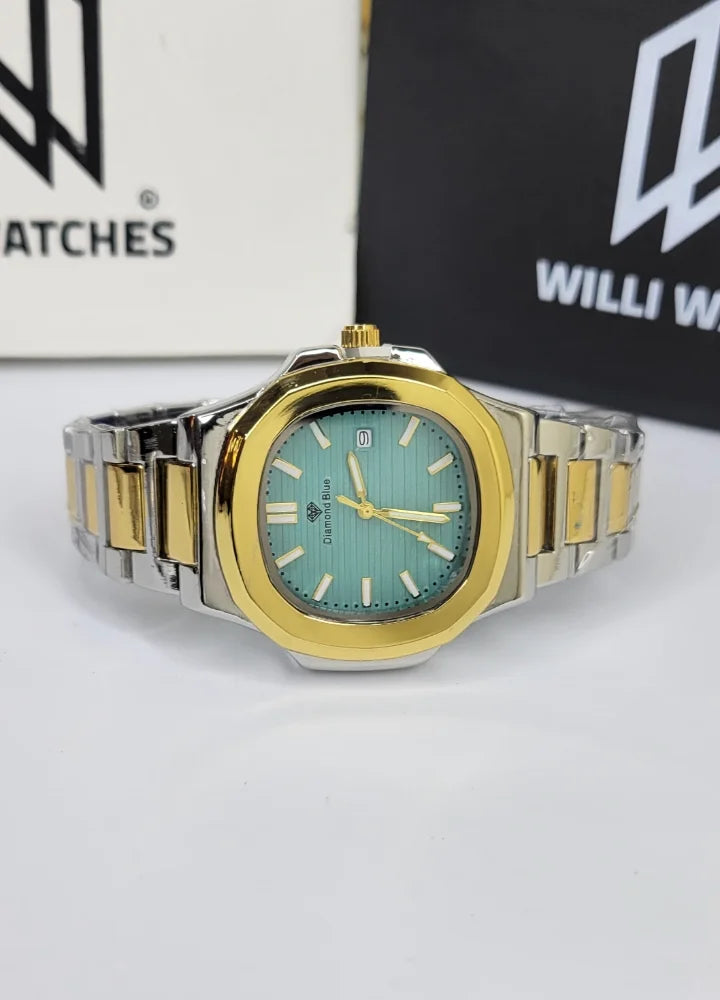 Diamond Blue Mint Green Dial Two-Tone Date Watch DI-036 – Business Class