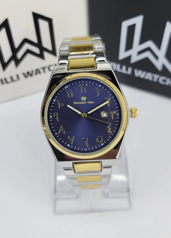 Diamond Blue Two-Tone Blue Arabic Dial Date Watch DI-038