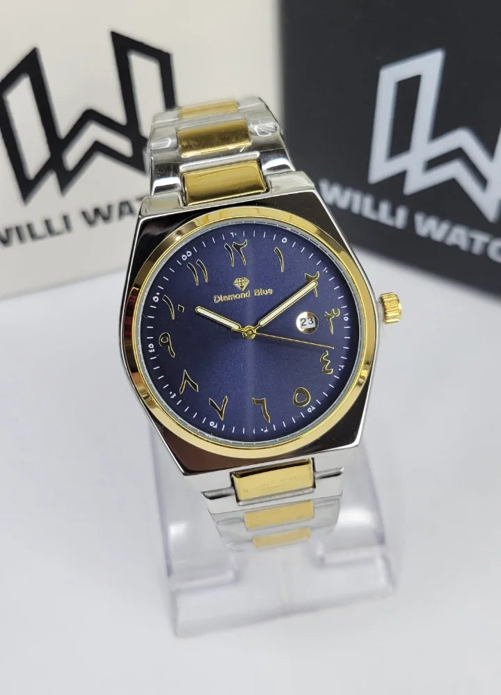 Diamond Blue Two-Tone Blue Arabic Dial Date Watch DI-038