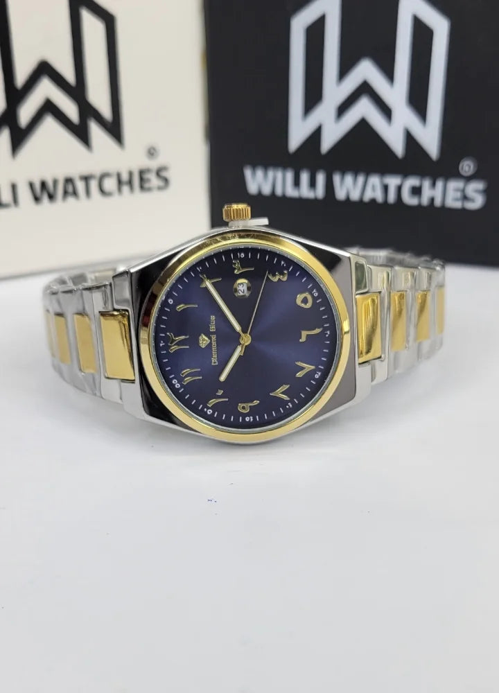 Diamond Blue Two-Tone Blue Arabic Dial Date Watch DI-038
