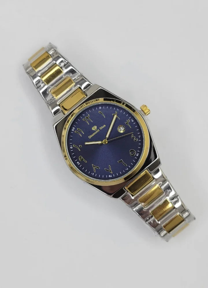 Diamond Blue Two-Tone Blue Arabic Dial Date Watch DI-038