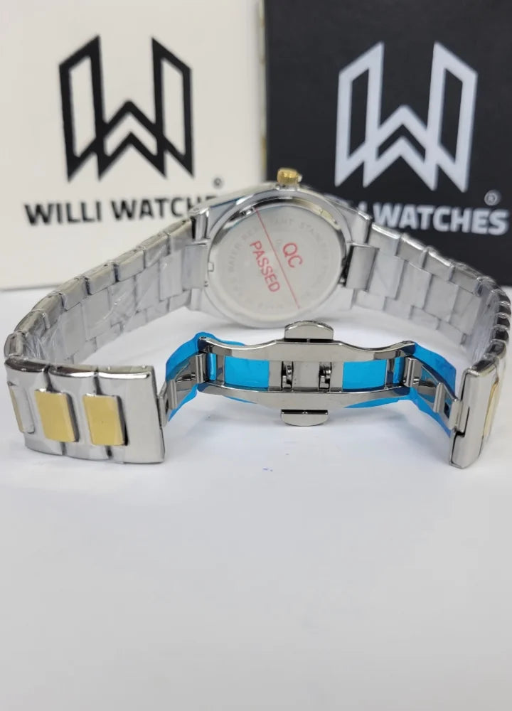 Diamond Blue Two-Tone White Arabic Dial Date Watch DI-039