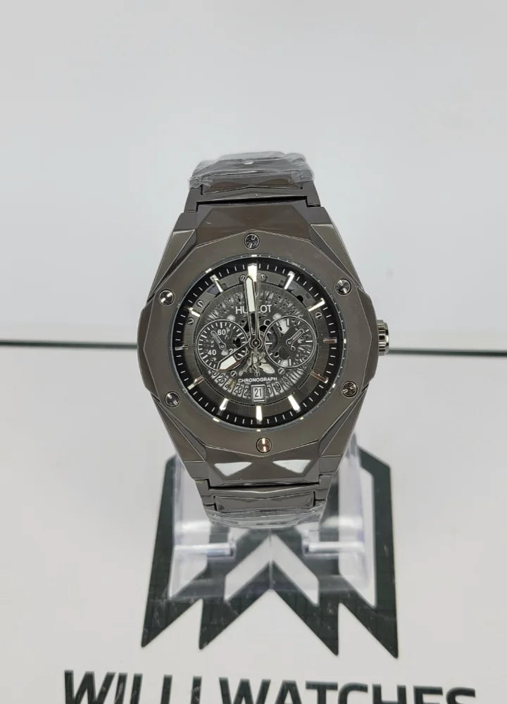 HB Black Prism Hologram Dial Watch with Date HB-002