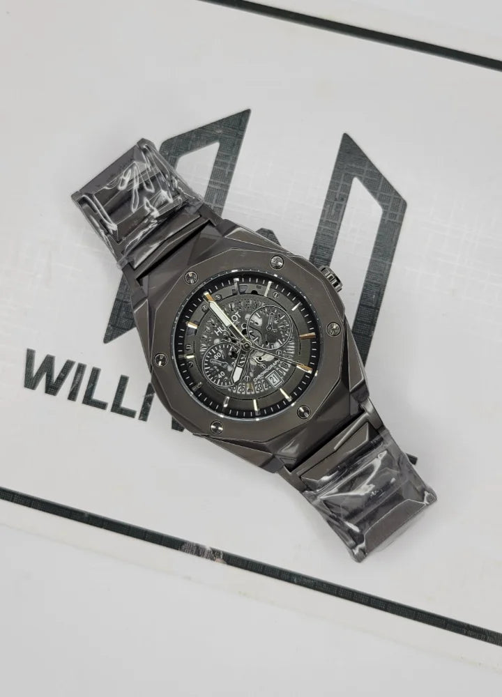 HB Black Prism Hologram Dial Watch with Date HB-002