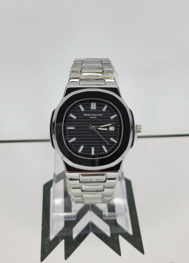 PP Nautilus Black Dial Watch with Date PP-002