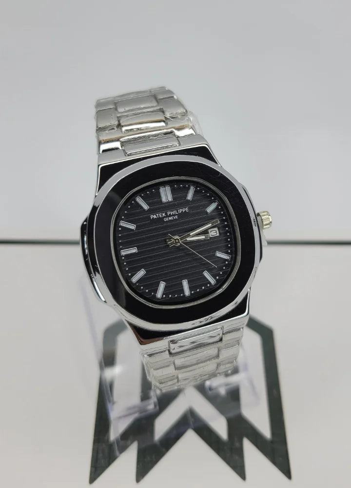 PP Nautilus Black Dial Watch with Date PP-002