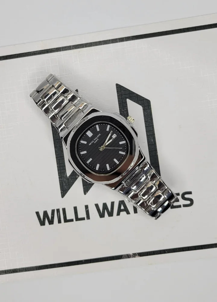 PP Nautilus Black Dial Watch with Date PP-002