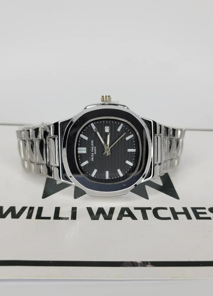 PP Nautilus Black Dial Watch with Date PP-002