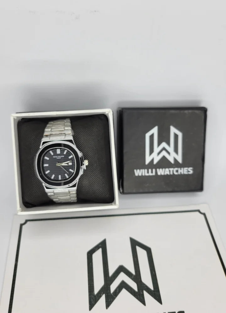 PP Nautilus Black Dial Watch with Date PP-002