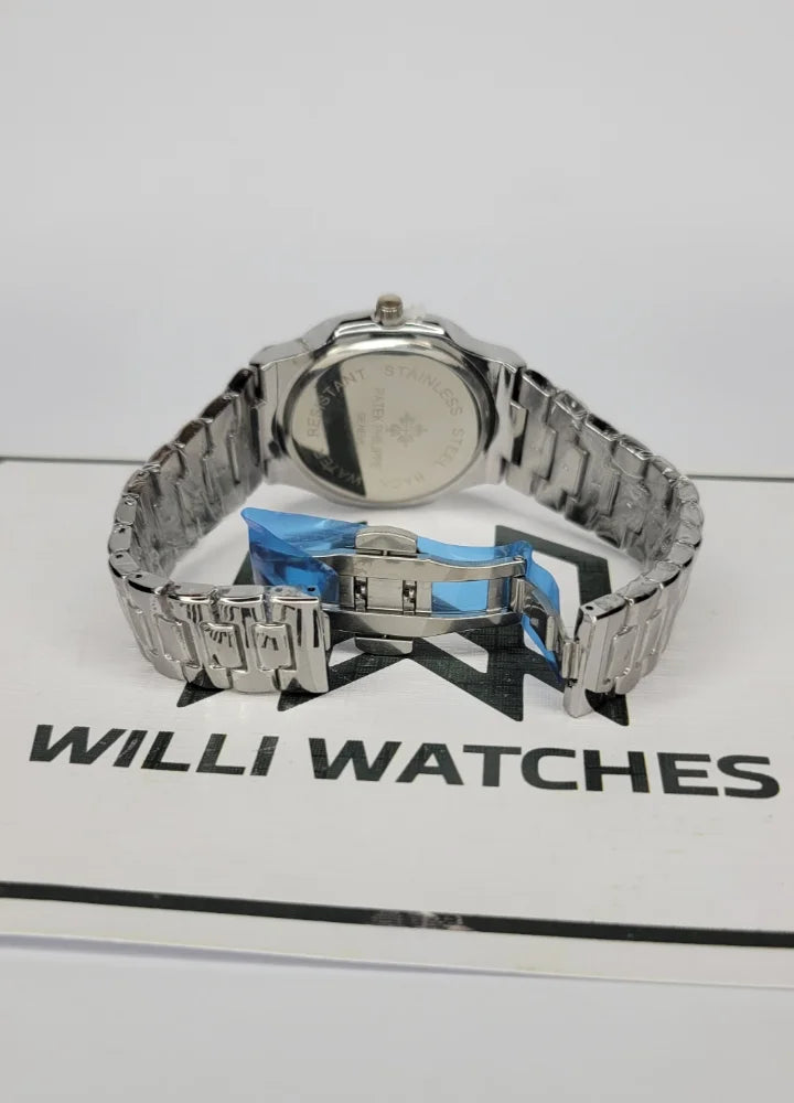 PP Nautilus Silver-Blue Dial Watch with Date PP-003