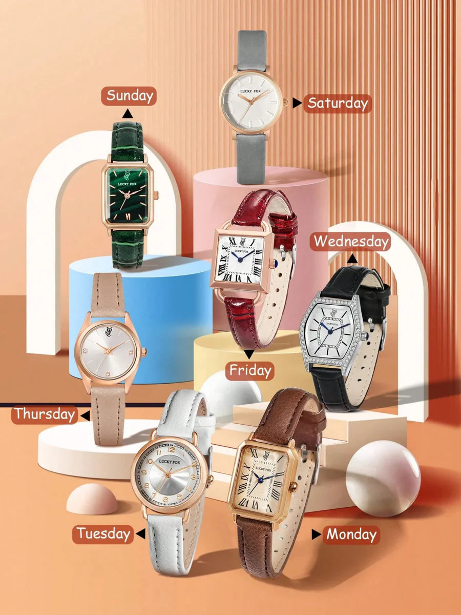 LUCKY FOX 7-Day Watch Gift Set – Style for Every Day FM-010
